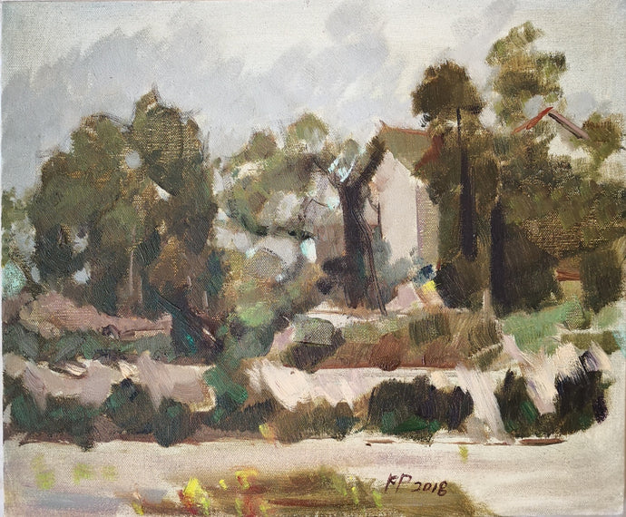 A Cloudy Day Landscape Sketching | Oil Painting