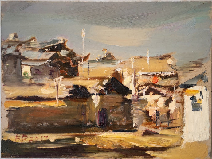 A Small Town of Tibet Landscape Sketching | Oil Painting