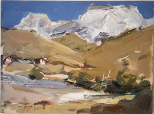 Snow Mountain Landscape Sketching | Oil Painting