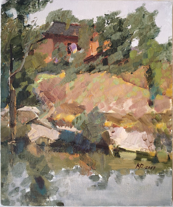 The Wind Swing by A Temple | Oil Painting
