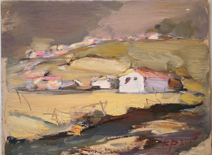 Village In The Valley | Oil Painting | Landscape Sketching